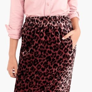 J. Crew rose leopard velvet skirt